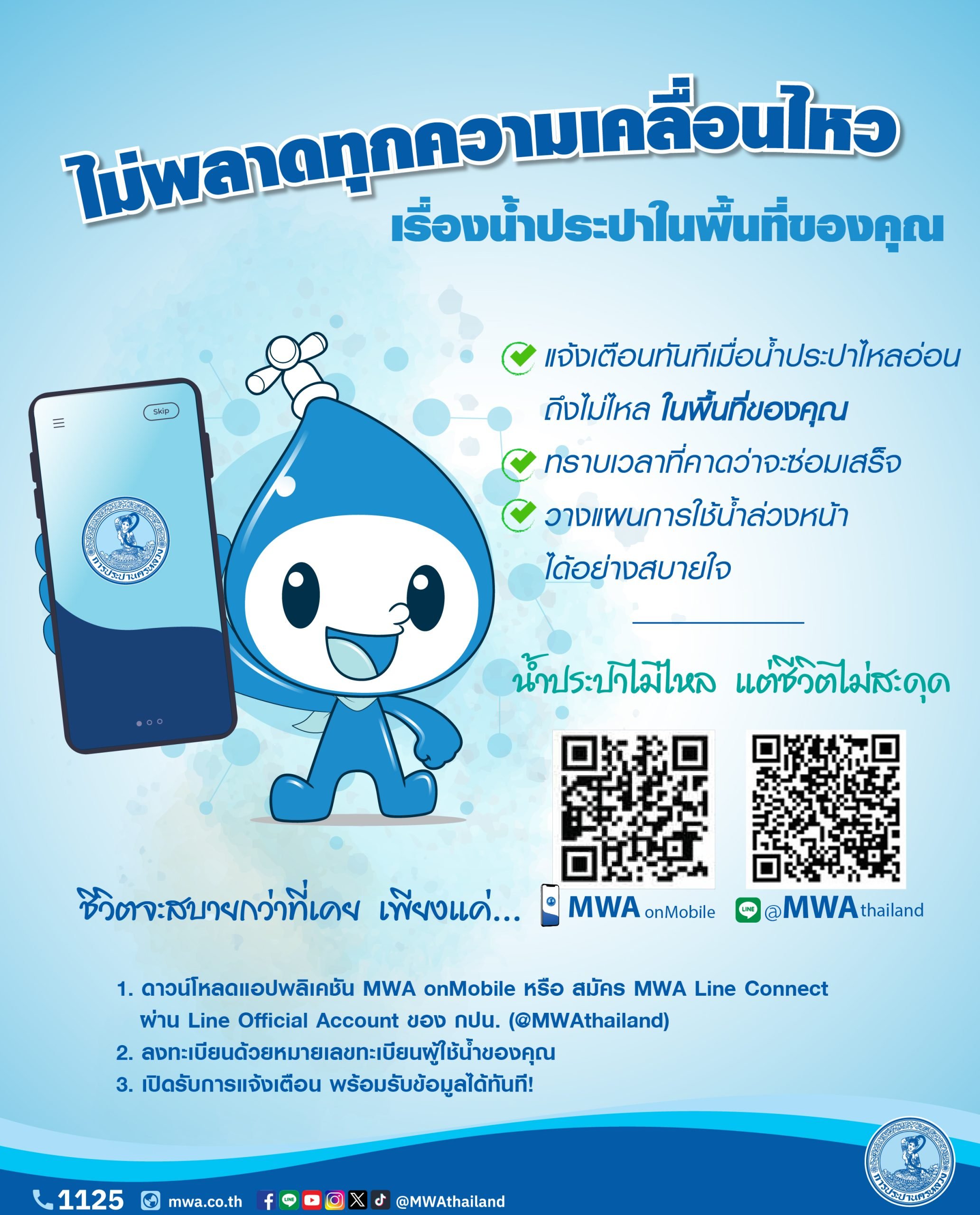 กปน. แจ้งยกเลิกการเผยแพร่ประกาศแจ้งเตือนน้ำประปาไหลอ่อนถึงไม่ไหลผ่านช่องทาง Facebook พร้อมพัฒนาช่องทางการสื่อสารให้เข้าถึงลูกค้าได้โดยตรง